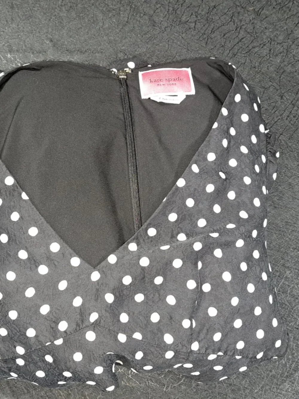 Kate Spade New York Women's Size 4 Black White Polka Dot Midi Dress Puff Sleeve